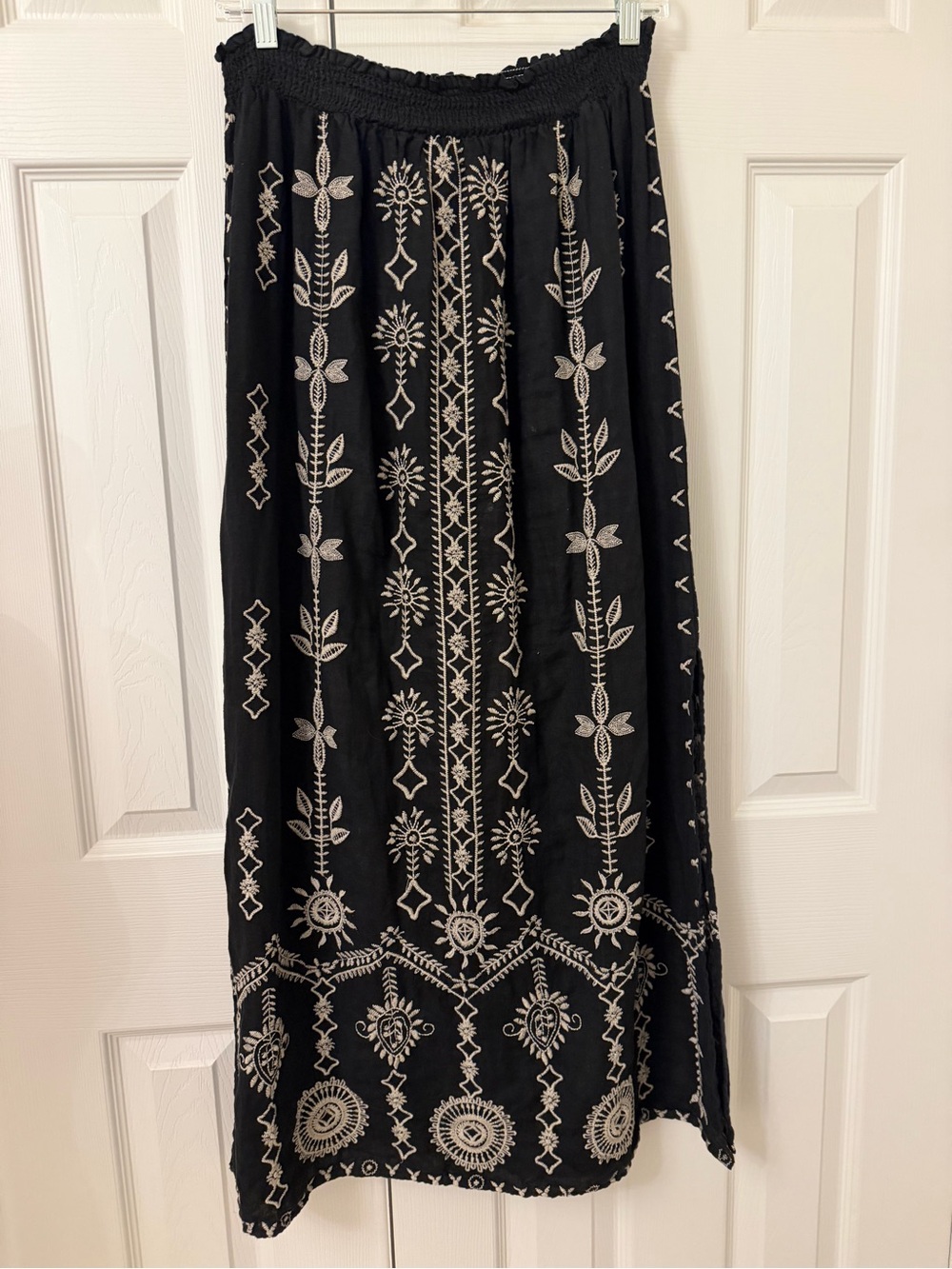 Johnny Was JWLA Black Linen Embroidered Maxi Skirt - Picture 5 of 14